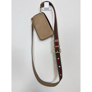 Bandolier Tan Crossbody Bag with Red and Green Strap
